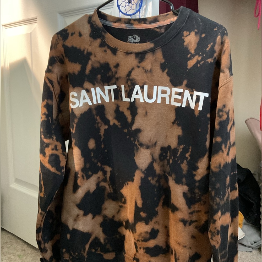 Fruit of the Loom Black and Brown Tie-Dye Sweatshirt